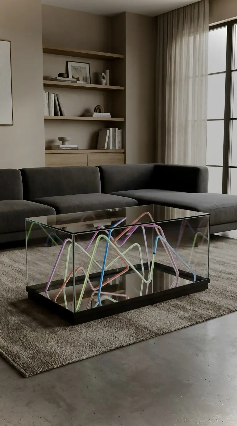 36-inch Infinity Mirror table with a pastel light composition